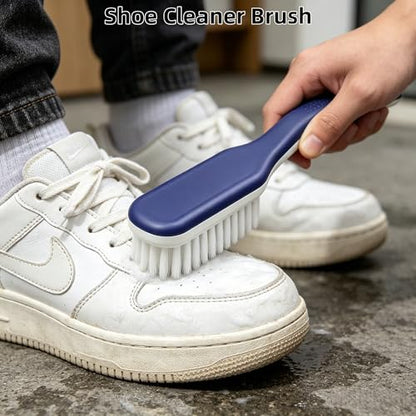 Cleaning Scrub Brushes Set, Ergonomic Long & Short Handle Cleaning Brushes, Non-Shedding Soft Moderate Hardness Bristles for Laundry Stains, Shoe Care, Fabric & Hard Surface Household Deep Cleaning