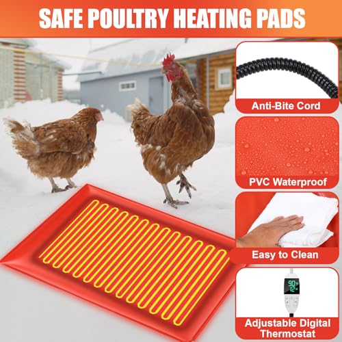 4 Pack Heated Chicken Pad for Brooders Small Animal Pet Heating Pad Warming Chick Nesting Mat with Temperature and Timer Waterproof Chicken Coop Heater Mat(15.7 x 12.6 Inches) - size: S