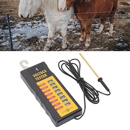 Electric Fence Voltage Tester, 2000 to 12000V Wide Measurement Range Fence Voltage Tester, 8 Neon Lights, Waterproof Portable Fence Fault Finder for Farms Livestock