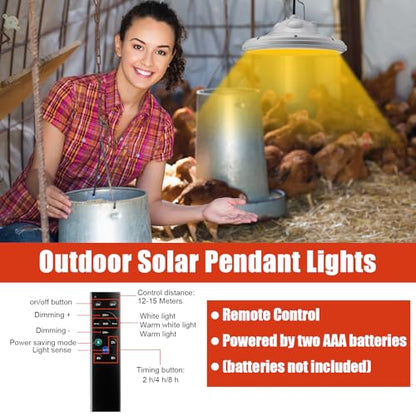 2 Set Solar Fan for Chicken Coop with Shed Light, 25W Panel Dual Exhaust Vent Kit, Waterproof 12V Solar Powered Ventilation System with Timer for Greenhouse, Pet House