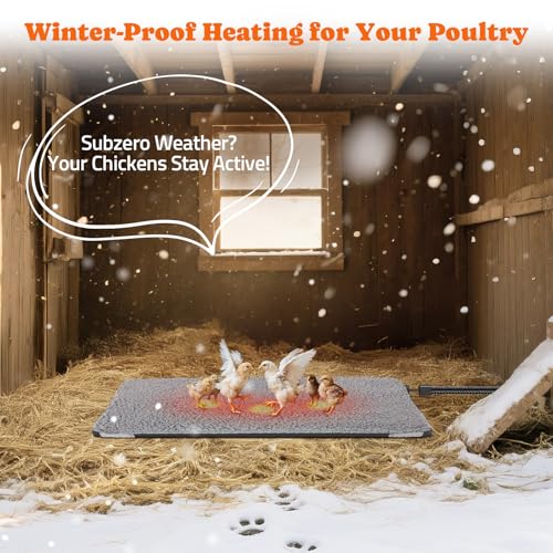 Heated Chicken Pad for Brooders, Small Animal Pet Heating Pad, Warming Chick Nesting Pad with Chew Resistant Cord, Automatic Temperature, Waterproof Chicken Coop Heater Pad, 12 x 17 in, Black, 35W