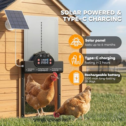 PawHut 2K HD AI Camera Automatic Chicken Coop Door, WiFi Solar Powered Auto Chicken Coop Door Opener with Timer & Light Sensor, APP Remote Control, 5200 mAh Battery, Anti-Pinch & Alarm Driver Function