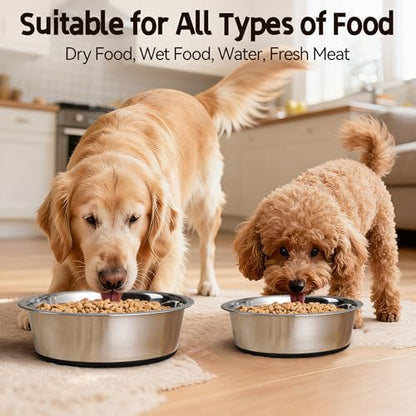 Stainless Steel Dog Bowls, Non Slip Dog Metal Bowls, 2 Pack Food and Water Pet Feeders Heavy Duty Dishwasher Safe (32oz, 4cup) - size: M-32oz,4cup