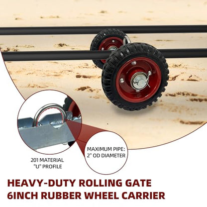Rolling Gate Hardware Kit for Farm, Fence Gates, Rolling Gates- Includes 6" Double Wheel Carrier, 6 Universal Track Drackets, 2 Pipe Track Rollers, 1 Set Gate Latch, 2 Sets of Wrenches - color: Silver