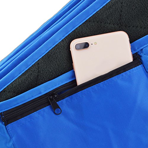 DOWN UNDER OUTDOORS Waterproof 350 GSM Fleece or Sherpa Stadium Blanket | Large Extra Thick, Windproof, Quilted, Machine Washable, Camping Picnic & Outdoor, Beach, Dog, secret pocket, 82 x 55 inches - color: Blue
