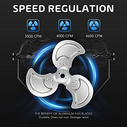 iPower Industrial Wall Mounted Fan, 3 Speed Commercial Ventilation Metal Fan High Velocity for Warehouse, Greenhouse, Workshop, Patio, Factory and Basement, 20 Inch, 1 Pack