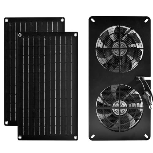 DC HOUSE 20W Solar Fan Powered Exhaust Fan for Chicken Coops, Greenhouses, Sheds, Pet Houses, and Windows - Waterproof and Plug Play Easy Connector Max Applicable Space 880ft3 (25 m3)