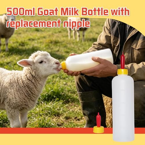 24Pcs Lamb and Goat Kid Feeding Tube Kit Feeding Bottles | 4x500ml Bottles, 12 Nipples, 4x60ml Syringes & 16fr Tubes, For Lambs, Goat Kids, Puppies, Kittens, Piglets, Easy to Clean