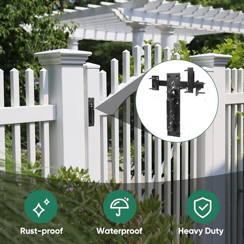 JUBEST Heavy Duty Gate Latch, Two Sided Gate Latch, Gate Latches for Outdoor Fence, Wooden Gates, Pool Gate, Backyard, Garden, Black - size: GL02