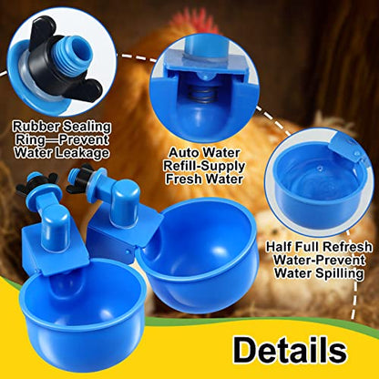 Tanlade 50 Pcs Automatic Chicken Waterer Cups Chicken Feeder for PVC Pipe Waterer Kit for Poultry Duck Goose Turkey Bunny (Blue,Classic) - color: Blue