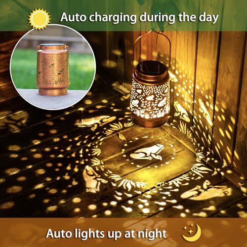 Frog Solar Lanterns Outdoor Waterproof Hanging Solar Lights Frog Gifts for Women Men Metal Decorative LED Frog Lanterns for Garden Decor,Yard,Patio,Lawn,Tabletop,Pathway,Landscape - style: Frog