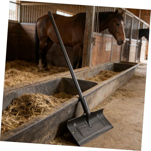 Beavorty Manual Manure Shovel for Livestock Stall Cleaning, 40cm Metal Poultry Cage Scraper, Handheld Barn Manure Spade for Chicken and Horse Stable Maintenance