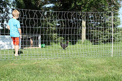 Starkline Electric Poultry Netting Kit w/AC Energizer - 48"x82' White/Blue Poultry Netting - (12/48/3) All-in-One Electric Fence Kit for Backyards, Homesteads, Ranches or Farms