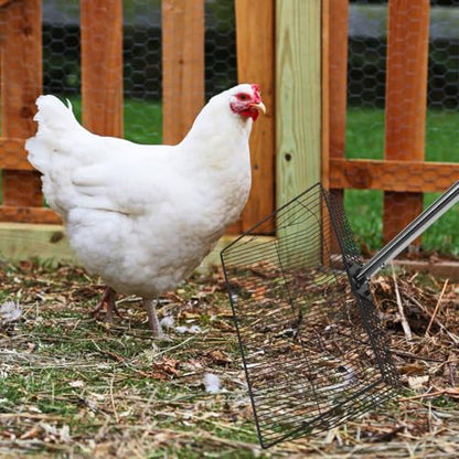 MAGICLULU Heavy Duty Stainless Steel Scooper with Long Handle 38cm for Backyard Farms and Chicken Coop Cleaning, Easy to Litter Scoop for Poultry Manure