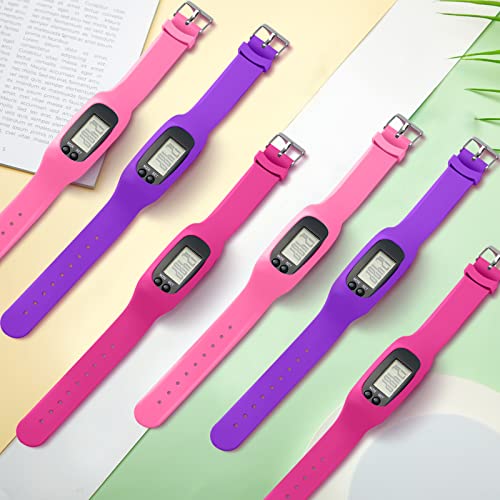 Geyoga Pedometer for Walking Steps and Miles Pedometer Watch Silicone Steps Tracker Running Bracelet Ankle Step Counter for Calorie Burning and Step Counting - color: Pastel Girly Multi
