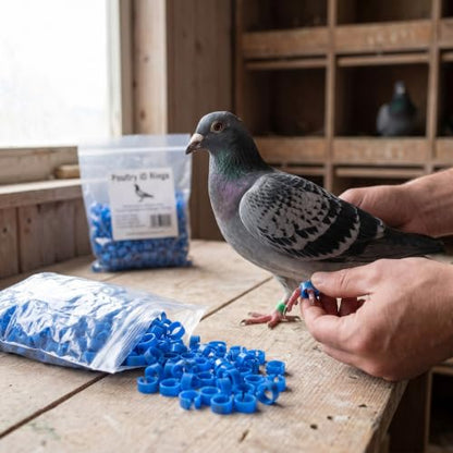 100PCS/Bag 8MM Plastic Pigeon Bands Rings, 001-100 Numbered Plastic Pigeon Bird Leg Bands Rings with Number(Blue)
