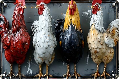 Retro Funny Chicken Tin Sign,Vintage Chicken Coop Metal Poster, Farm Wall Art Decor for Outdoor Home Fence Kitchen Bedroom,Gifts 8×12 Inches (CHICKEN) - color: CHICKEN