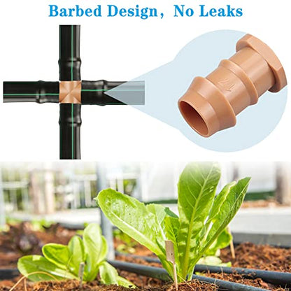 14 Pcs Drip Irrigation Cross Fittings 1/2 Inch, Drip Line Parts Four Way Connectors for 1/2" Irrigation Tubing, Barbed 4 Way Coupling Tee Irrigation System Replacement for Sprinkler Systems - color: 14P Cross