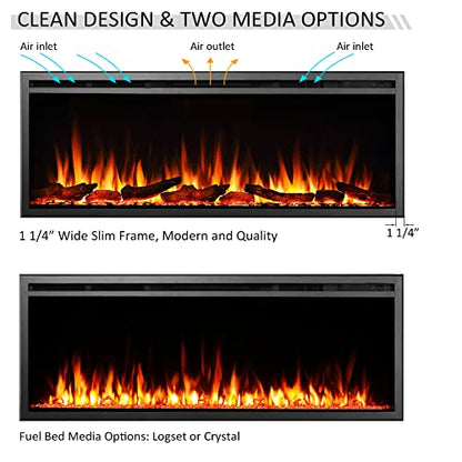 LegendFlame 50" W Austin in Wall Recessed & Wall Mounted Electric Fireplace (EF287A) - size: 50"