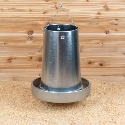 Stromberg's Metal Hanging Poultry Feeders, Galvanized Heavy Duty Steel, Holds 44 lbs Each, Rolled Edges for Safety, Secure Feed Flow Lock, Versatile Use Free Standing or Hanging | 5-Count