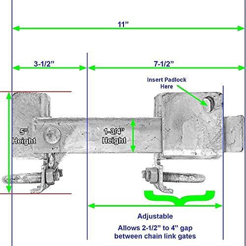 Jake Sales Chain Link Commercial Strong Arm Double Gate Latch - Latches Two Gates Together Without The Need of a Drop Rod - Chain Link Double Gate Latch for 1-5/8inches Thru 2inches Gate Frames - size: Commercial - Each