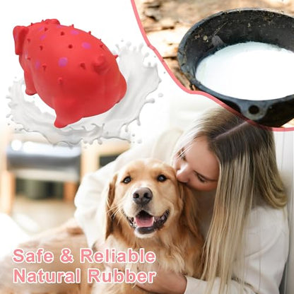 Squeaky Pig Dog Toy that Oinks, Latex Pig 7.3 in Grunting Dog Toys, Durable Dog Chewing Toys for Small Medium Large Dogs(Red, 1 Pcs) - color: Red 20CM