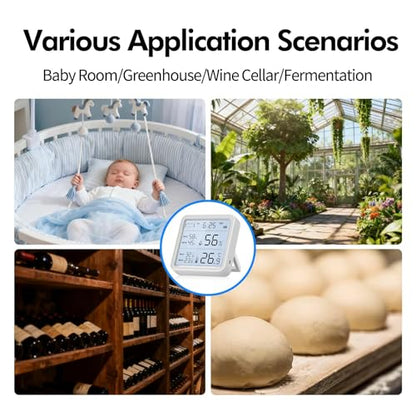 eMylo WiFi Thermometer Hygrometer, Smart Wireless Indoor Temperature Humidity Monitor with Remote App Alerts, 3.2” Backlit Display, Alexa Google Compatible, Data Export for Home Greenhouse Bedroom