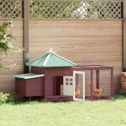 75" Firwood Chicken Coop with Nesting Box & Run, Weather-Resistant Mocha, Tilting Roof, Raised for Yard - color: Brown-A