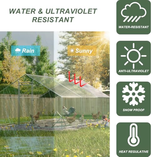 Sturdy Walk-in Chicken Run with Galvanized Steel Frame and PVC-Coated Hexagonal Wire Mesh for Outdoor Poultry Enclosure (3x6m-1) - color: 3x6m-1