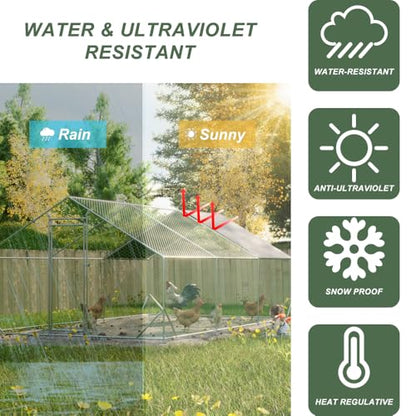 Sturdy Walk-in Chicken Run with Galvanized Steel Frame and PVC-Coated Hexagonal Wire Mesh for Outdoor Poultry Enclosure (3x6m-1) - color: 3x6m-1