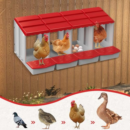 Chicken Nesting Boxes,4 Hole Nesting Box for Chicken Coop, Rolling Egg Collection and Protection Nesting Boxes - size: 4 Compartment