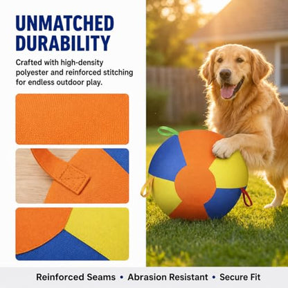 Herding Ball for Dogs, 18"/45cm | Durable Tear Resistant, Inflatable, Heavy Duty Handle Cover & Pump, Jumbo Size for Active Herding Breeds