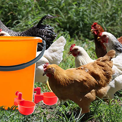 Pack 10 Chicken Waterer Cups, Chicken Feeder Cup for Chicken Duck Turkey Rabbit,3/8 Inch Thread Automatic Filling,Solution for Poultry Watering
