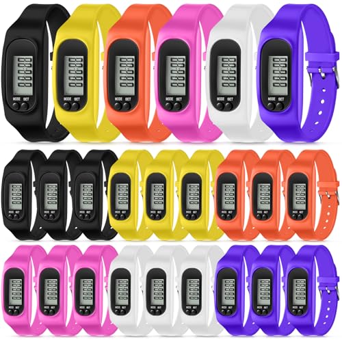 Geyoga Pedometer for Walking Steps and Miles Pedometer Watch Silicone Steps Tracker Running Bracelet Ankle Step Counter for Calorie Burning and Step Counting - color: Rainbow Vibrant Multi