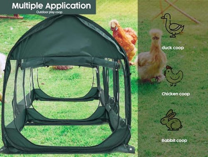 ANC POP 2Pcs Portable Chicken Run, Pop Up Chicken Tent for Small Animals Outdoor Gardening Net with 3 Doors and Handbag, Easy to Install and Storage, Green (80 x 40 x45) - size: 80 x 40 x45"