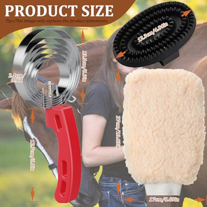 Curry Comb Kit, 6 Ring Curry Comb & Rubber Brush, Curry Comb Kit for Grooming Horses, Dogs, Goats, Cattle, Cow, Donkey Supplies - color: 6 Ring Curry Comb & Rubber Curry Comb