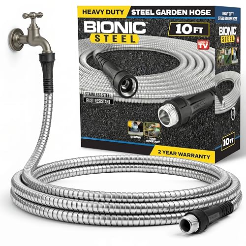 BIONIC STEEL Short 10 Ft Hose Extension, 10 Ft x 5/8 In. Short Hose Connector for Reel, Leak Proof Connection, Heavy Duty, Non Kinking, Flexible, Heavy Duty - size: 10'