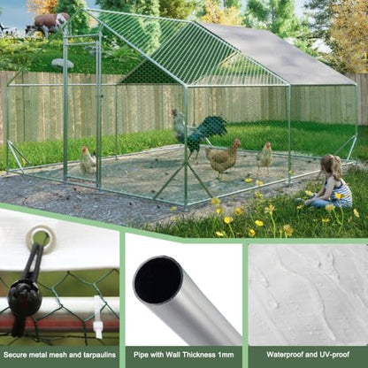 Sturdy Walk-in Chicken Run with Galvanized Steel Frame and PVC-Coated Hexagonal Wire Mesh for Outdoor Poultry Enclosure (3x4m) - color: 3x4m