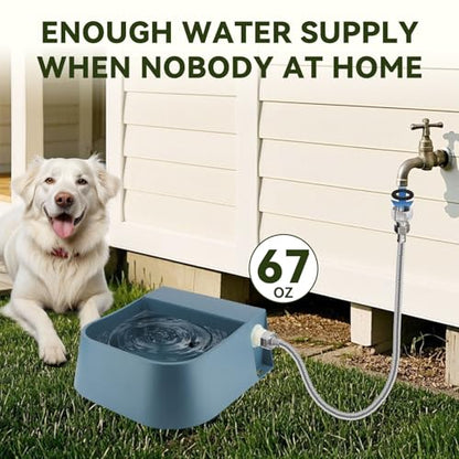 Dog Automatic Water Dispenser, Self Filling Dog Water Bowl with 1/2” Female Anti-Bite Metal Pipe & 3/4" Adapter, Outdoor Animals Refill Pet Water Trough for Cats Chickens Goats, 2L