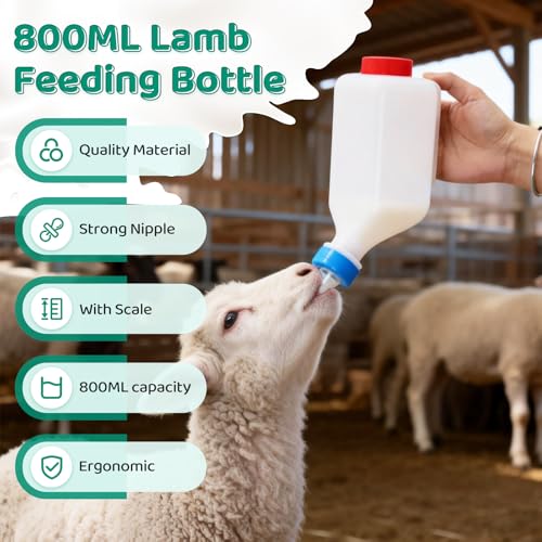 2 Pack 800ml Lamb Feeding Bottle,Hang Upside Down | Goat Feeder Bottles, Animal Milk Bottle,With Scale, Reusable, Goat Nursing Bottles ,For Lamb Goats Dog Cat Piglet