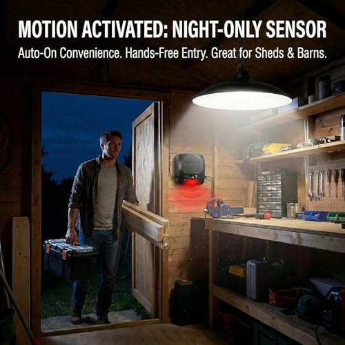 Solar Shed Lights Indoor Outdoor, 3200LM Motion Sensor Pendant Light Daytime Available with Remote & Button Control, IP65 Waterproof 4 Lighting Modes for Barn Garage Gazebo Chicken Coop Shop - 1 Pack - size: 1 Pack
