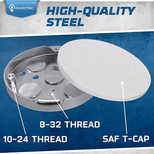 OHLECTRIC Saf-T-Pan Ceiling Fan Mounting Bracket & Ceiling Light Box | 6" Cubic Wiring Capacity, 1/2" Deep Ceiling Pan | Conduit Installation| Ideal for Contractors & Electricians - size: 1