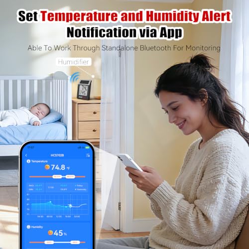BaldrTherm Room Thermometer Indoor, Humidity Meter, 2026 Upgrade Bluetooth Thermometer with Privacy-Friendly Guest Mode | 250ft Coverage | Real-Time Alerts for Home, Office, Greenhouse - color: Black-3Pack