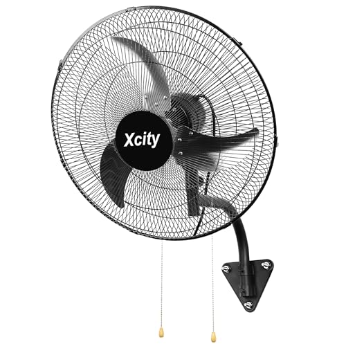 Xcity Wall Mount Fan 18", 3-Speed, Oscillating Cooling | 4200 CFM, 90°Oscillation & 30°Tilt Angle, 6 ft Cord, Indoor Cooling, Industrial Workshops, Patios，Garage, Corner Use - size: 18'' Oscillating
