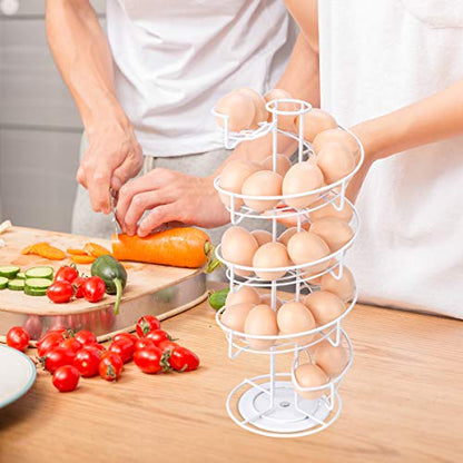 Toplife Spiral Design Metal Egg Skelter Dispenser Rack, Storage Display Rack, White - color: White