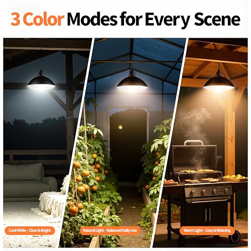 intelamp Solar Pendant Lights Indoor Outdoor, 4000mAh Gazebo Shed Chandeliers with Remote All Day/Night Mode 16.4Ft Hanging Warm White Lighting for Outside Barns Chicken Coop - size: Chandelier (1-Pack)