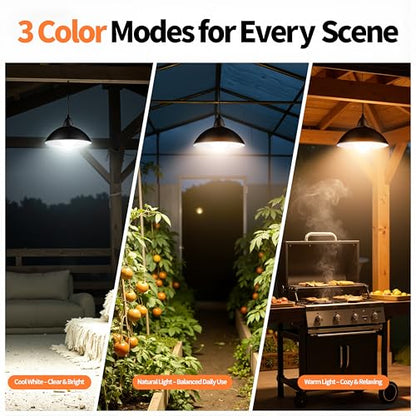 intelamp Solar Pendant Lights Indoor Outdoor, 4000mAh Gazebo Shed Chandeliers with Remote All Day/Night Mode 16.4Ft Hanging Warm White Lighting for Outside Barns Chicken Coop - size: Chandelier (1-Pack)