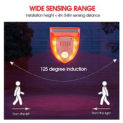 Solar Motion Sensor Alarm Outdoor: Solar Security Alarm Lights with Dog Barking & Gunshot Sound, 129db Loud Noise Maker, Strobe Light Warning Lamp with USB Cable, for Home, Villa,Farm,Barn,Yard