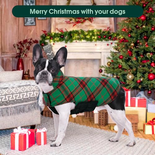 Kuoser Warm Dog Coat, Waterproof Dog Coats for X-Small Dogs, Adjustable Durable Doggie Winter Jacket Reversible Cozy Puppy Cold Weather Apparel from Small to Large Breed, Christmas Green XS - color: Christmas Green, size: X-Small (Pack of 1)