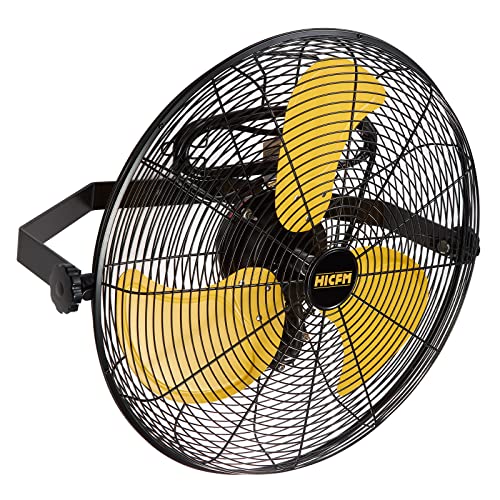 HiCFM 5100 CFM 20 inch Outdoor Wall Mount Fan, 3-Speed High Velocity Weatherproof Wall-mounted Fan with IP44 Sealed Motor and Manual GFCI Plug for Patios, Industrial, Garage and Gazebo - UL Listed - size: 20" outdoor
